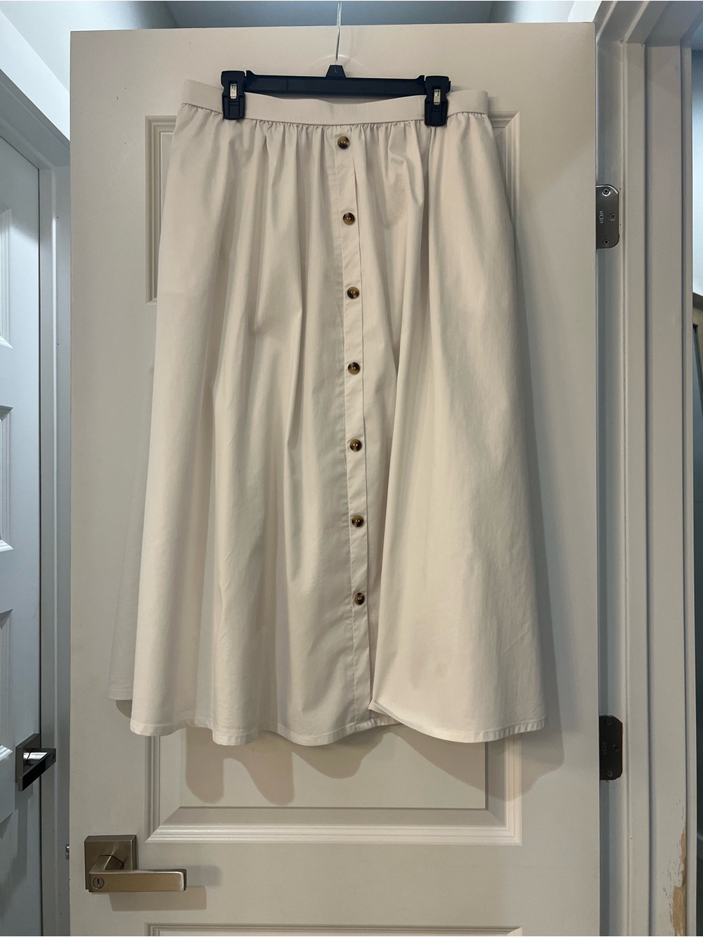 Nordstrom Rack White Button-Front A-Line Midi Skirt Size L